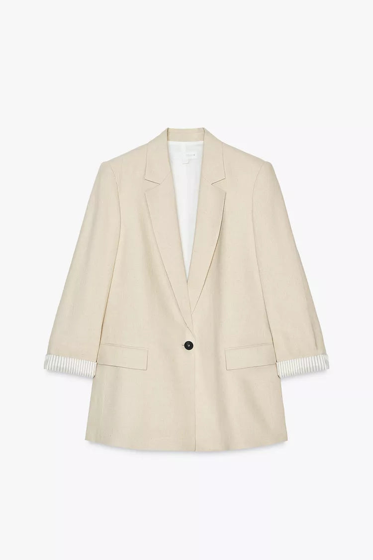 Blazer Lino PuÑo Estampado