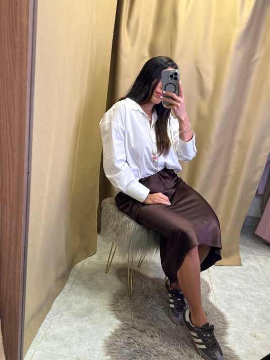 Falda Marron de seda