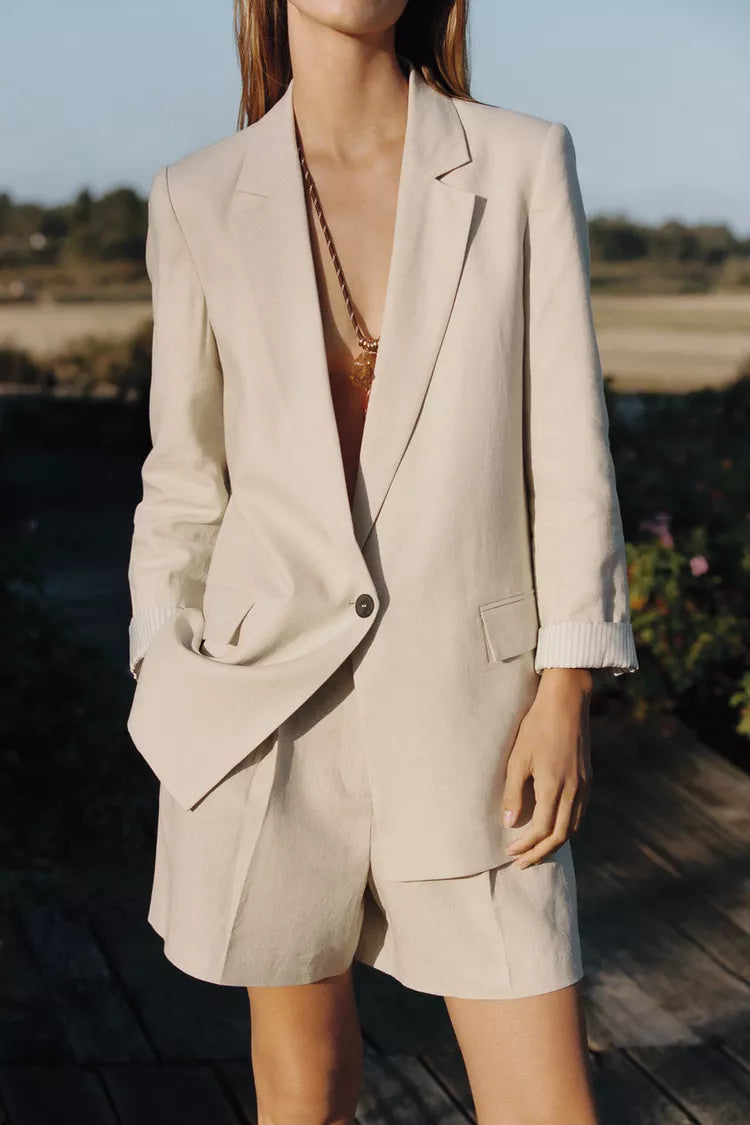 Blazer Lino PuÑo Estampado