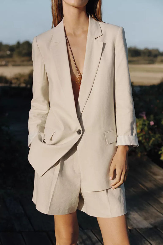 Blazer Lino PuÑo Estampado