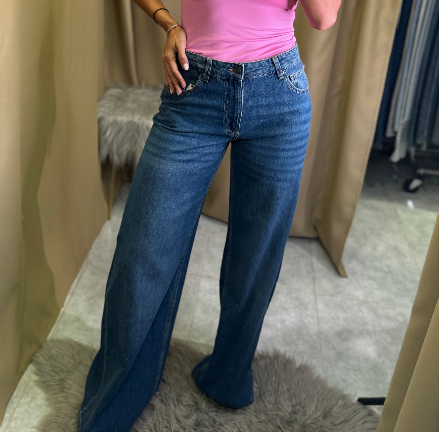 Jean oscuro wide leg