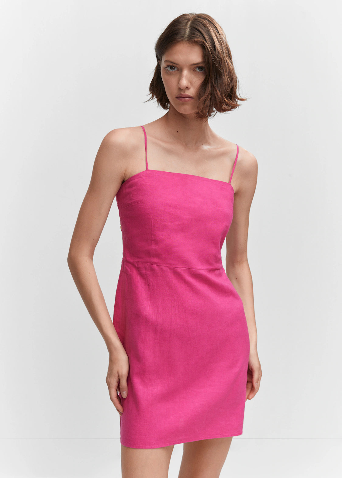 Vestido de lino fucsia