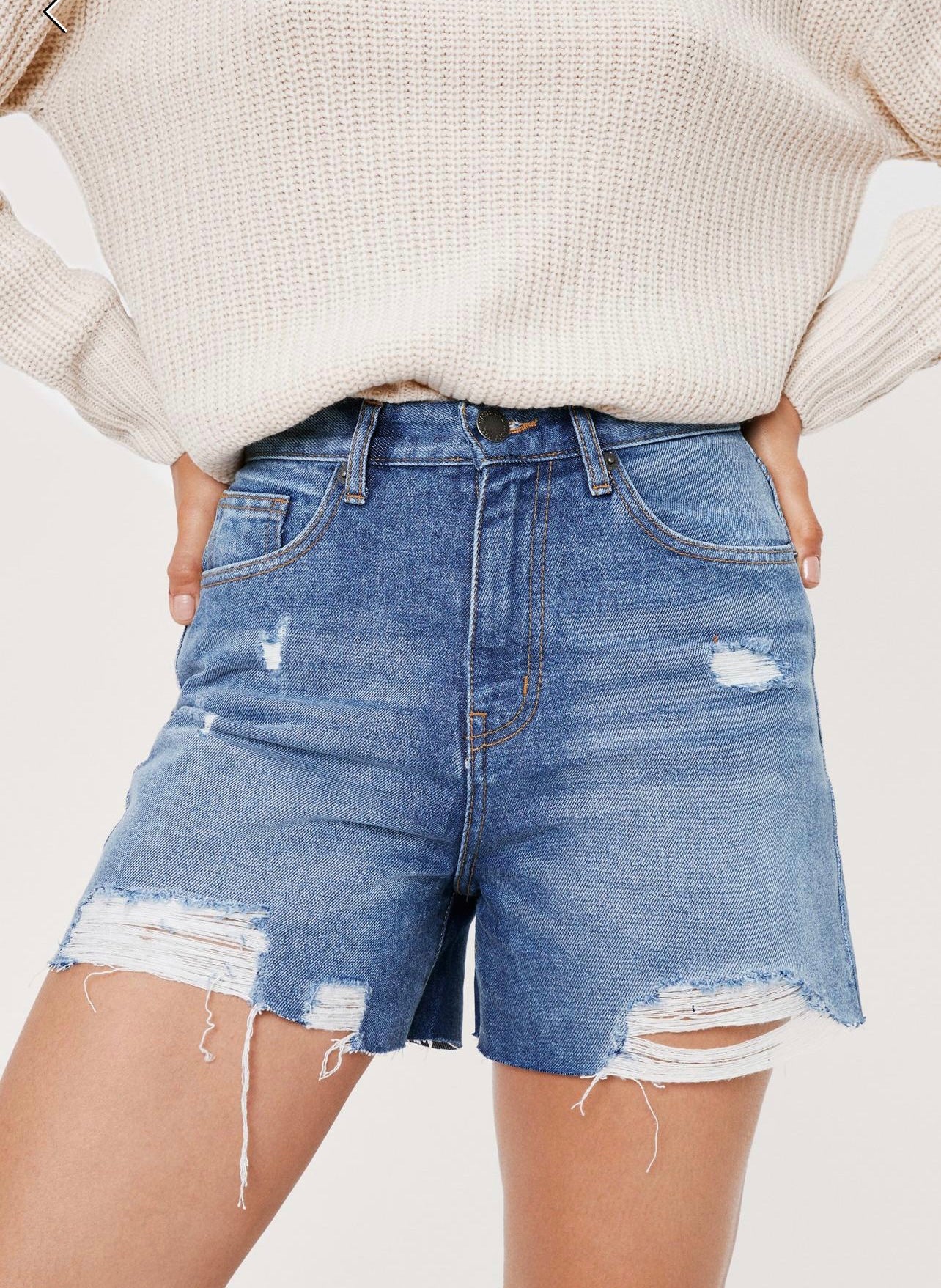 Short de jean Mom fit roto